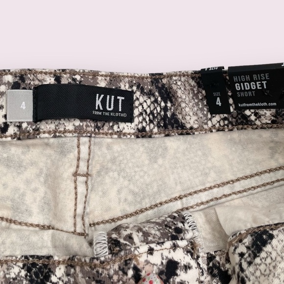 Kut from the Kloth Gidget High Rise Raw Hem Snakeprint Shorts - Picture 2 of 5